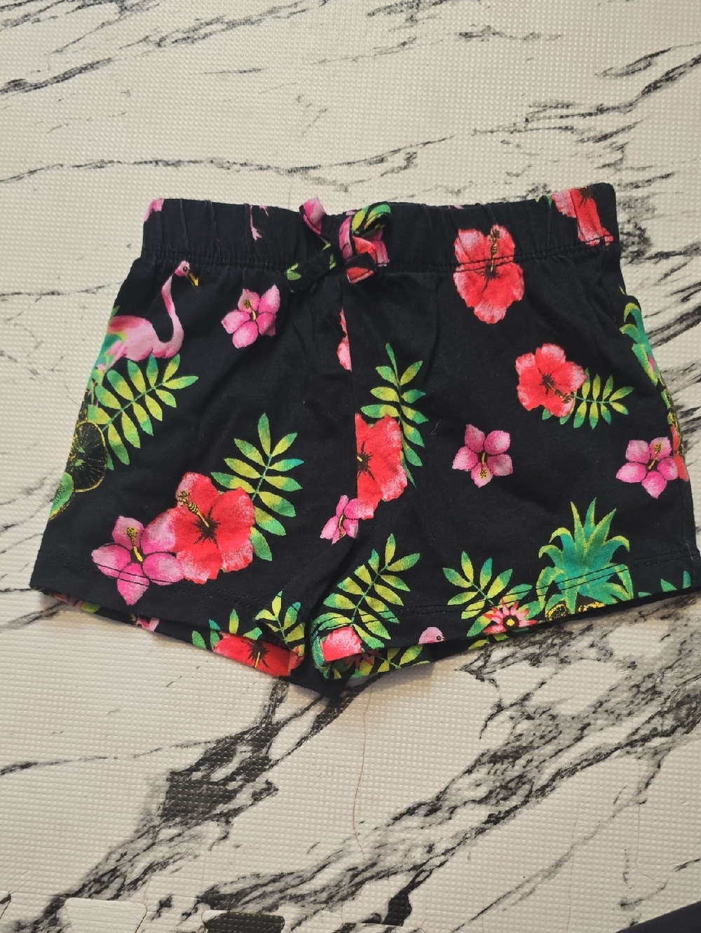 The Children's Place Black Floral Tropical Girls' Athletic Shorts